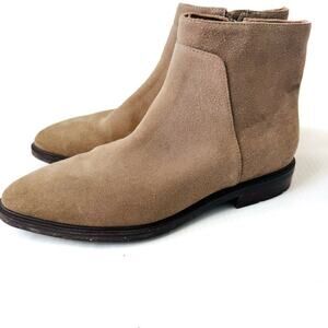 Via Spiga Evanna suede leather ankle boots size 7.5 tan side zip